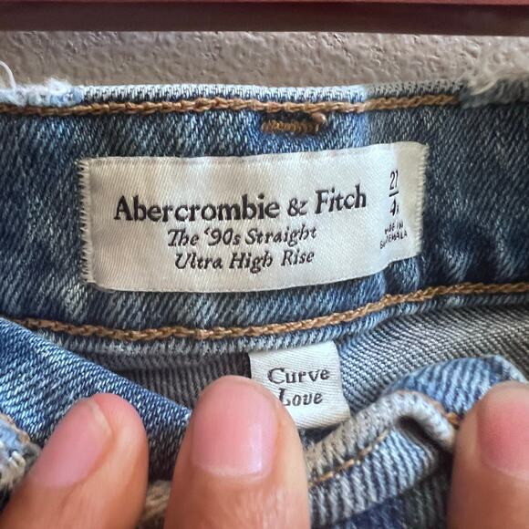 Abercrombie & Fitch The 90s Straight Ultra High Rise Love Curve Jeans Raw Hem 27 - Picture 7 of 8